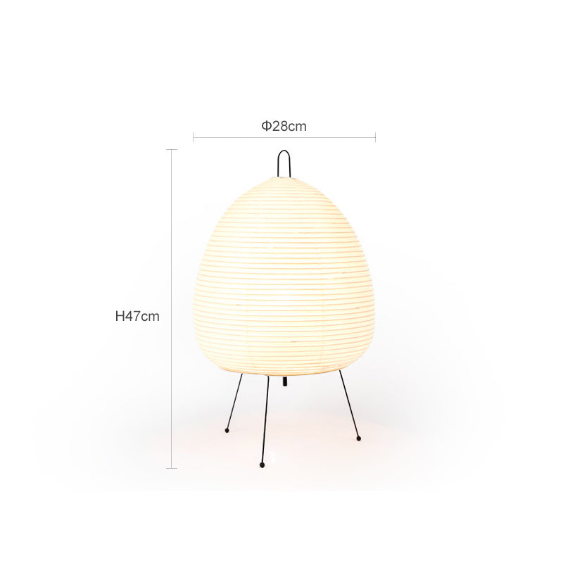 Wrought Iron Tripod Table Lamp with Handmade Rice Paper Shade – Elegant Bedside Table Lamp for Bedroom and Living Room