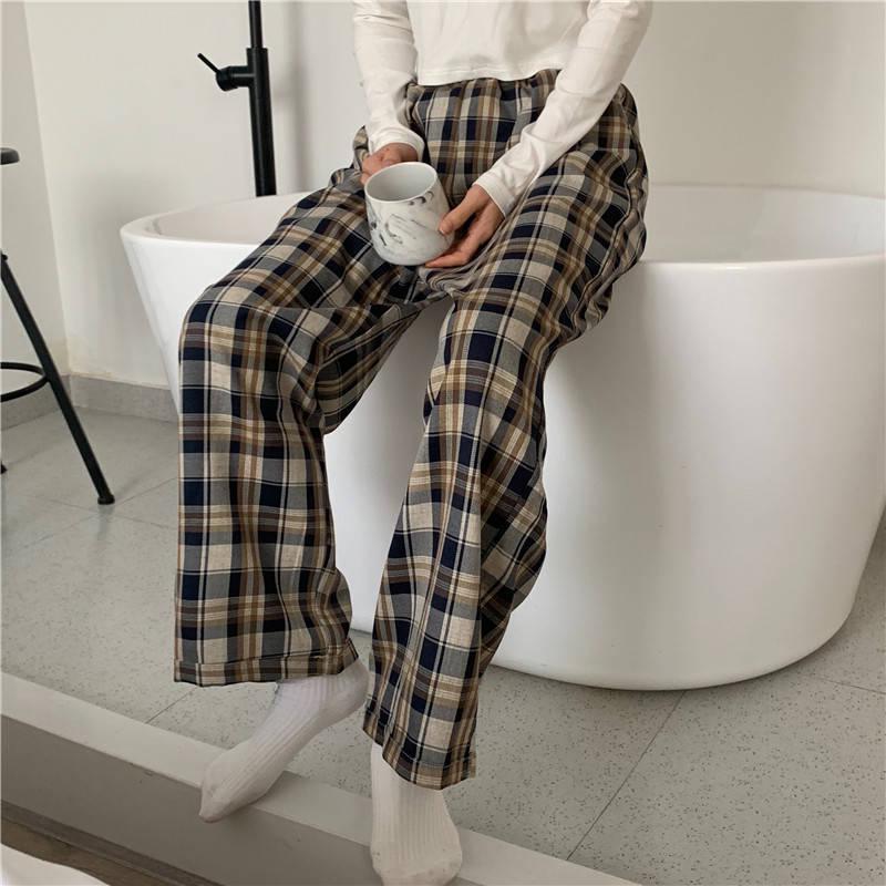 Checkered Wide-Leg Sweatpants