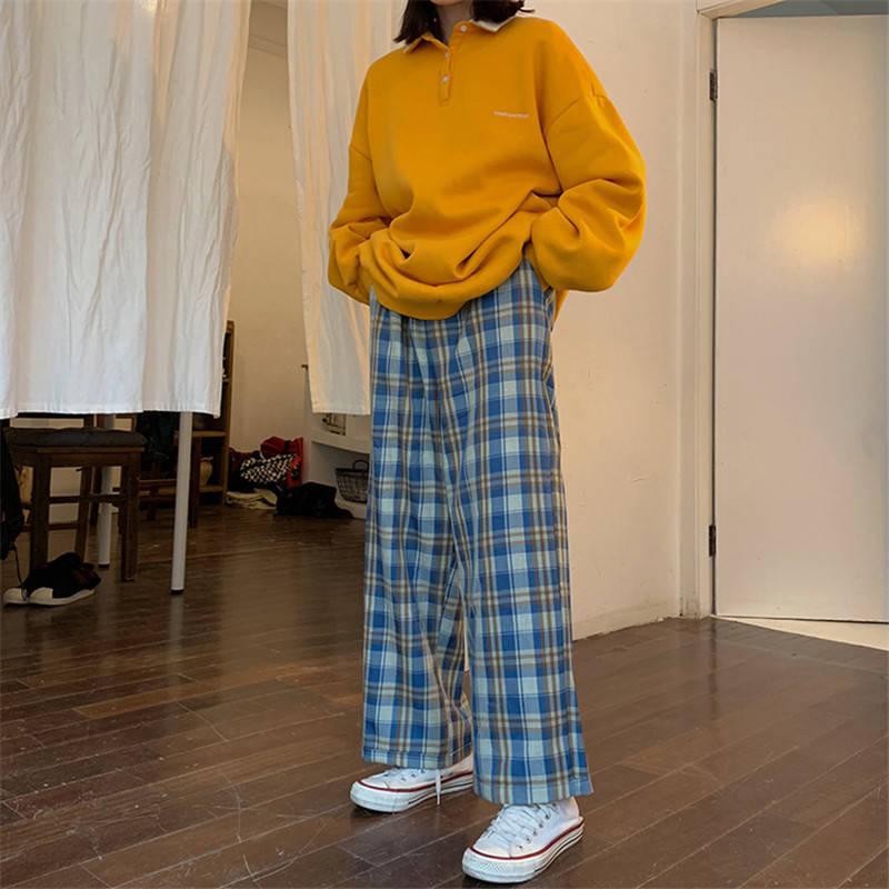 Checkered Wide-Leg Sweatpants