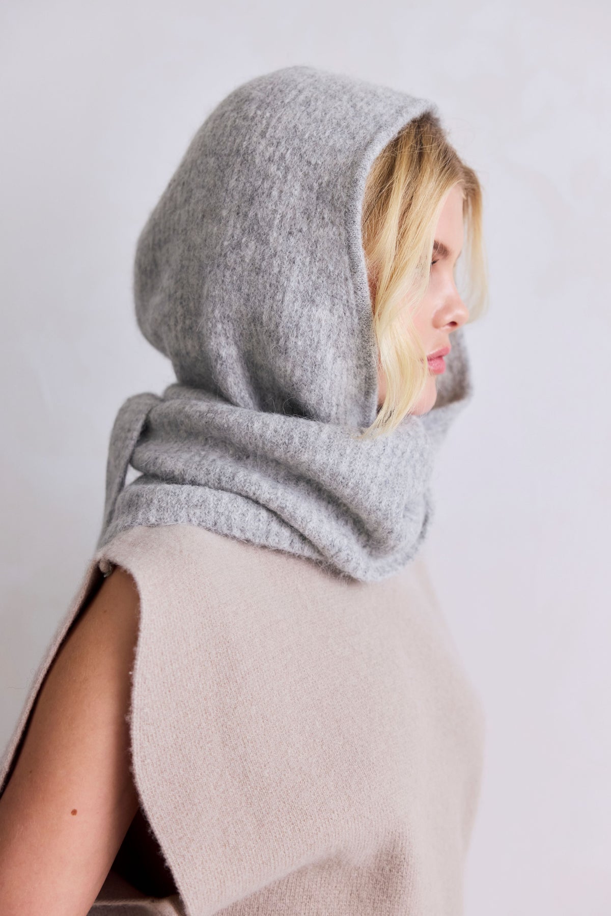 Alpaca Wool Hooded Scarf