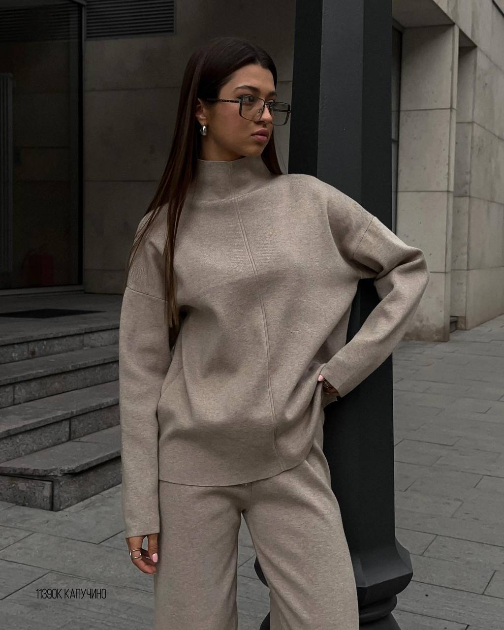 Women’s High-Neck Knitted Trouser Set