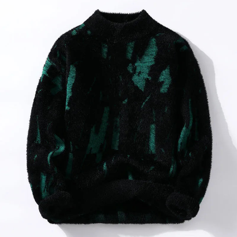 Men's Abstract Pattern Fluffy Knit Jumper