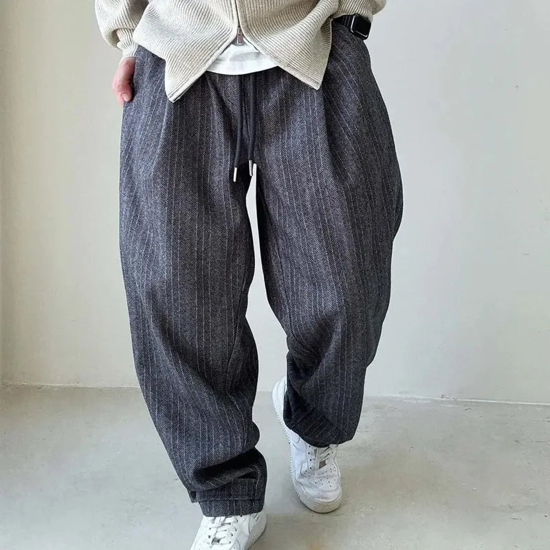 Men's Pinstripe Balloon Fit Drawstring Trousers