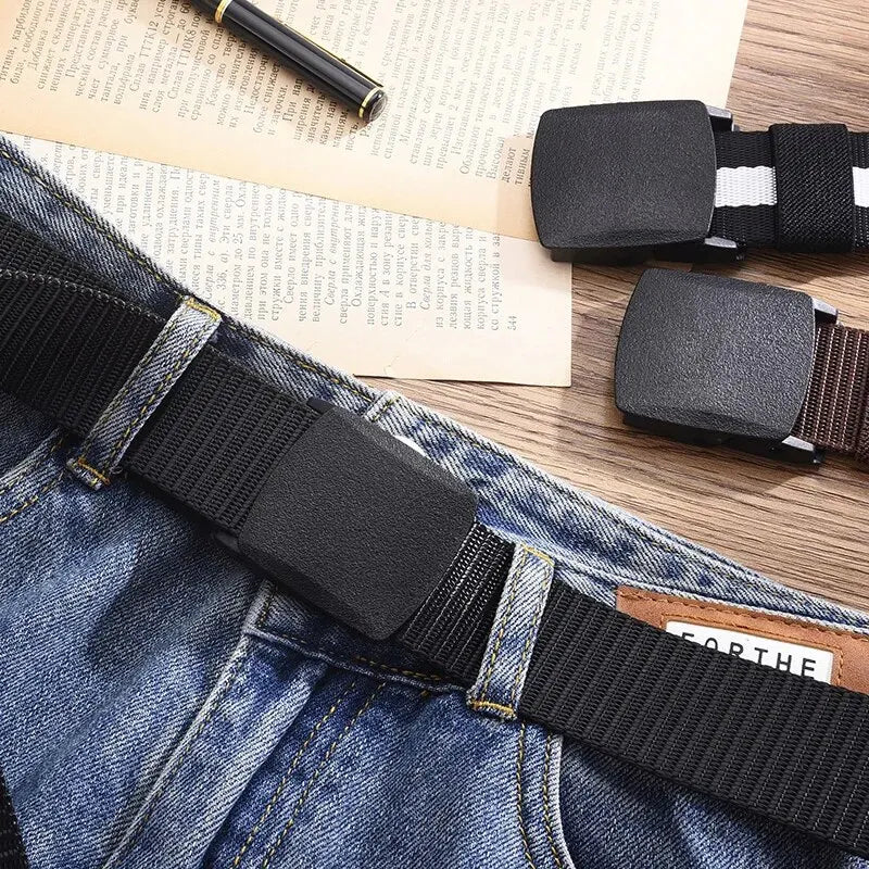 Men's Adjustable Woven Belt with Slide Buckle