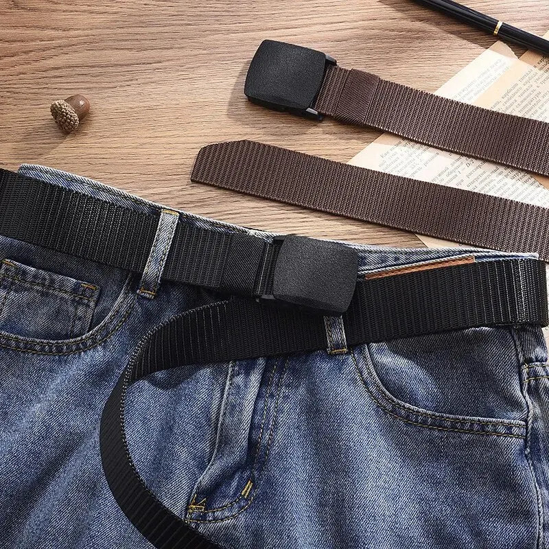 Men's Adjustable Woven Belt with Slide Buckle