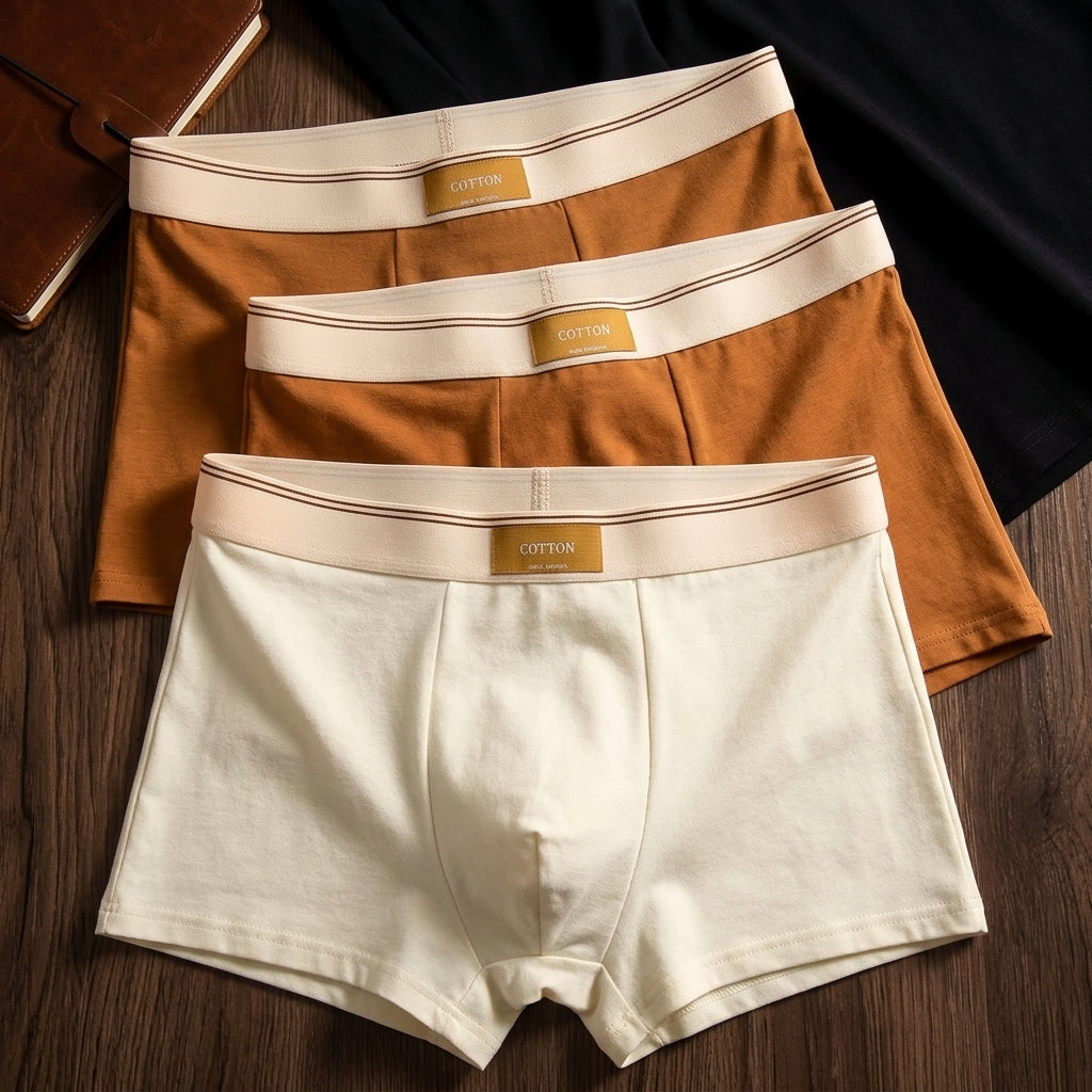Men's Plain Boxer Briefs with Wide Waistband