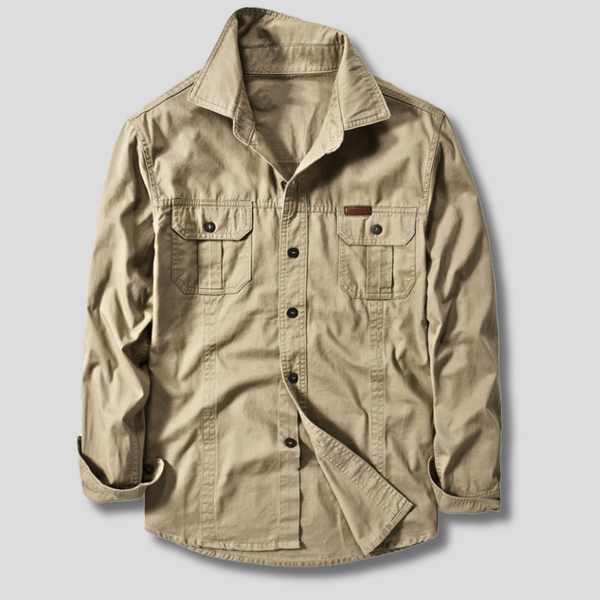 Men's Long Sleeve Cargo Shirt with Flap Pockets