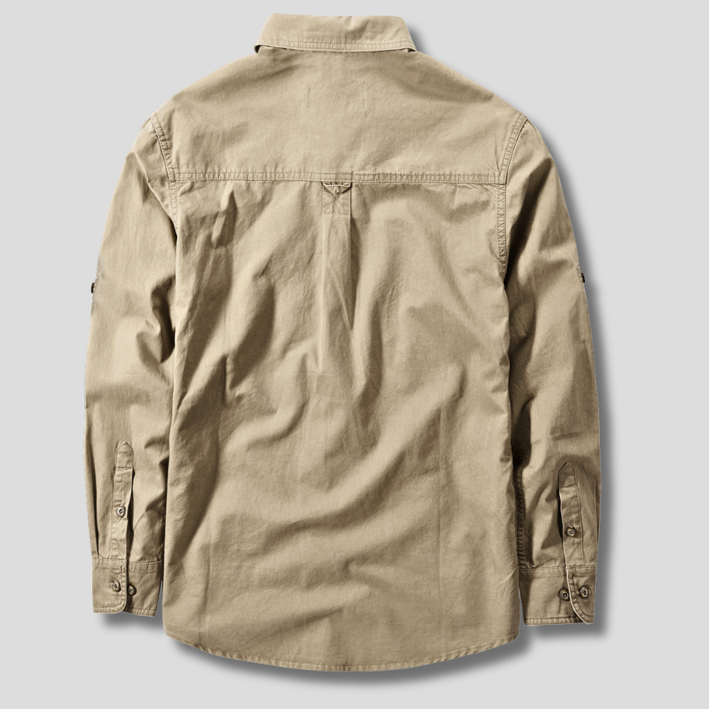 Men's Long Sleeve Cargo Shirt with Flap Pockets