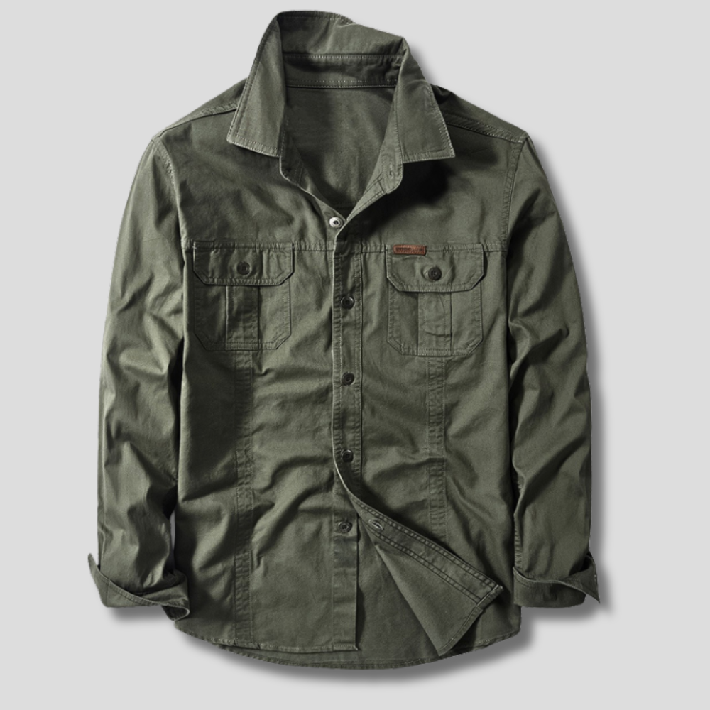 Men's Long Sleeve Cargo Shirt with Flap Pockets