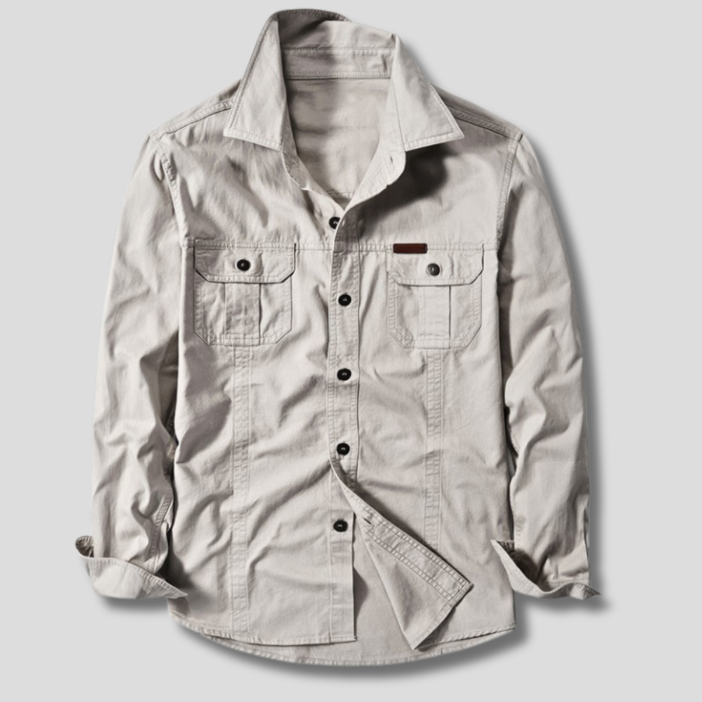 Men's Long Sleeve Cargo Shirt with Flap Pockets