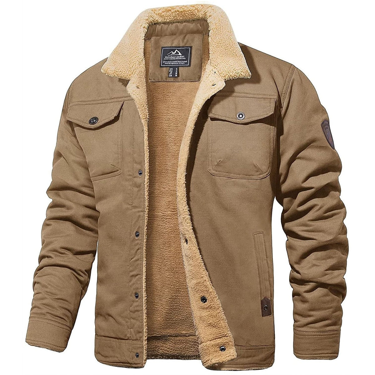 Men's Sherpa Lined Button-Front Utility Jacket