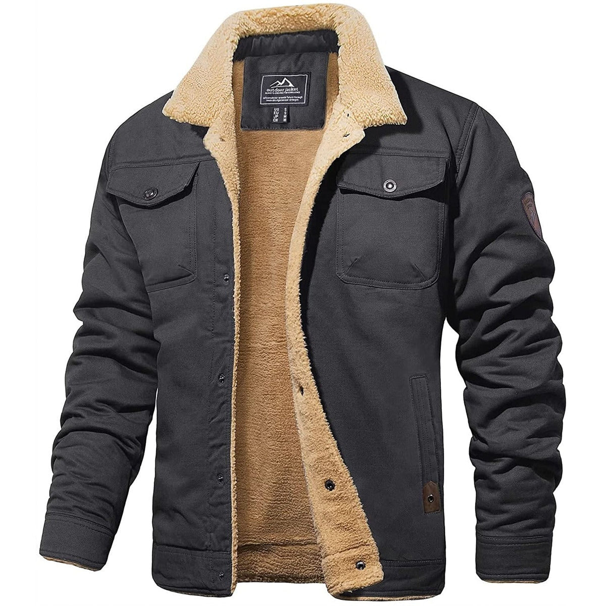 Men's Sherpa Lined Button-Front Utility Jacket
