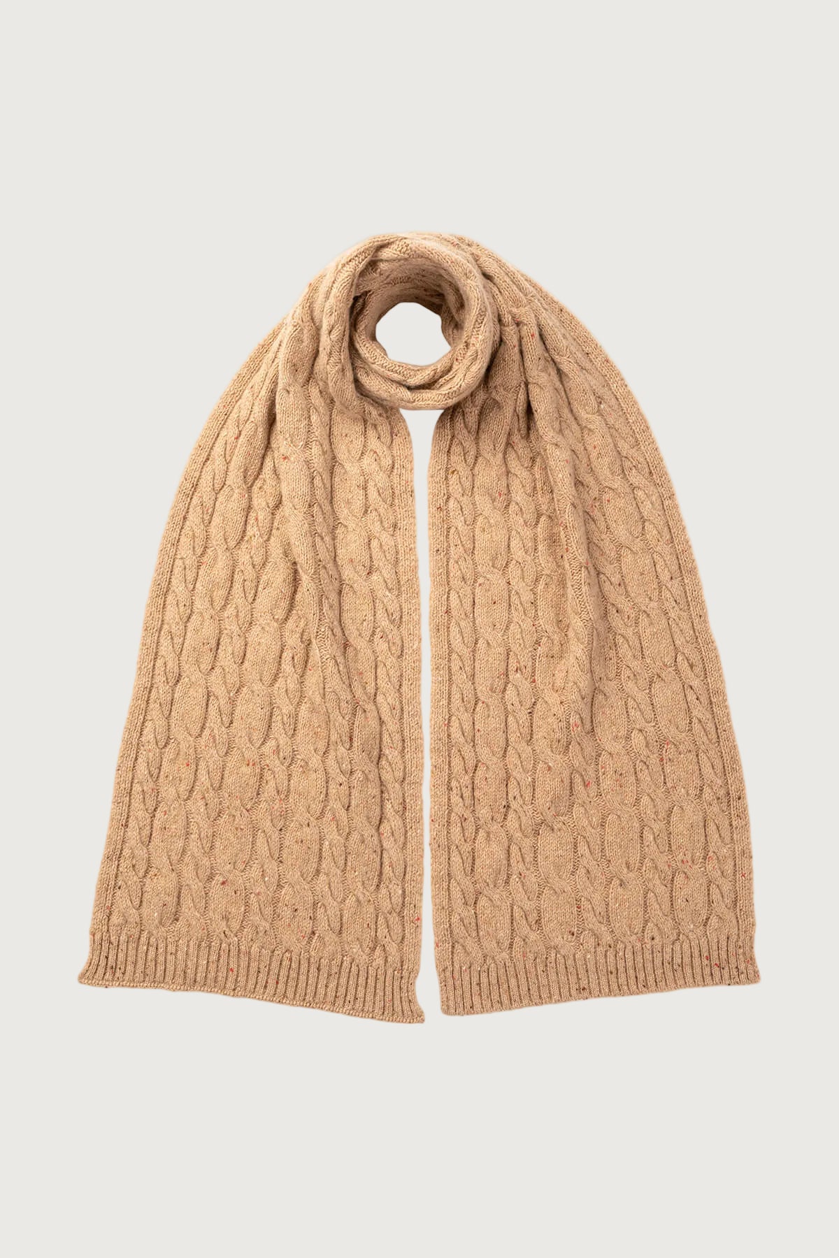 Men's Cable Knit Scarf in Camel