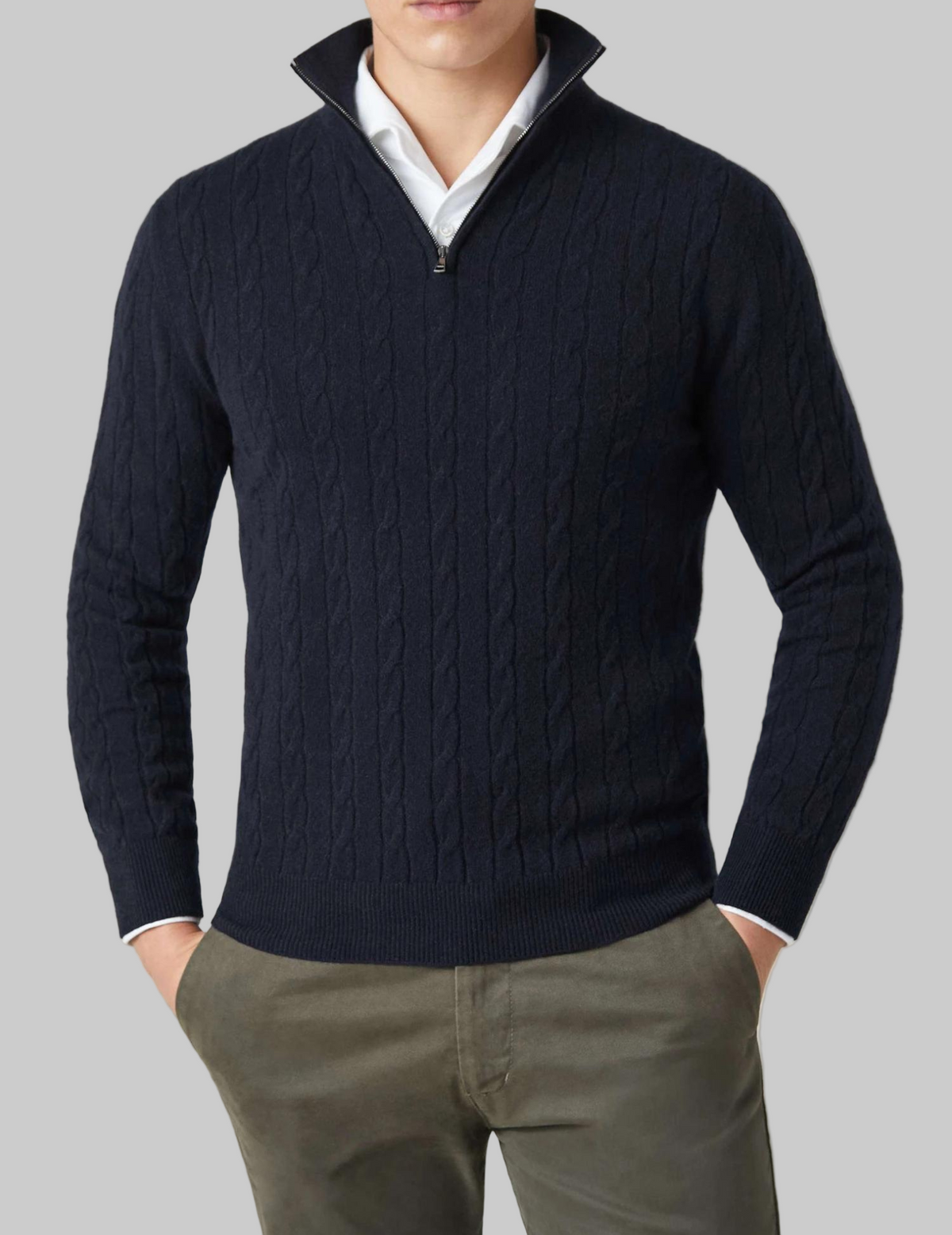 Men's Cable-Knit Half-Zip Jumper