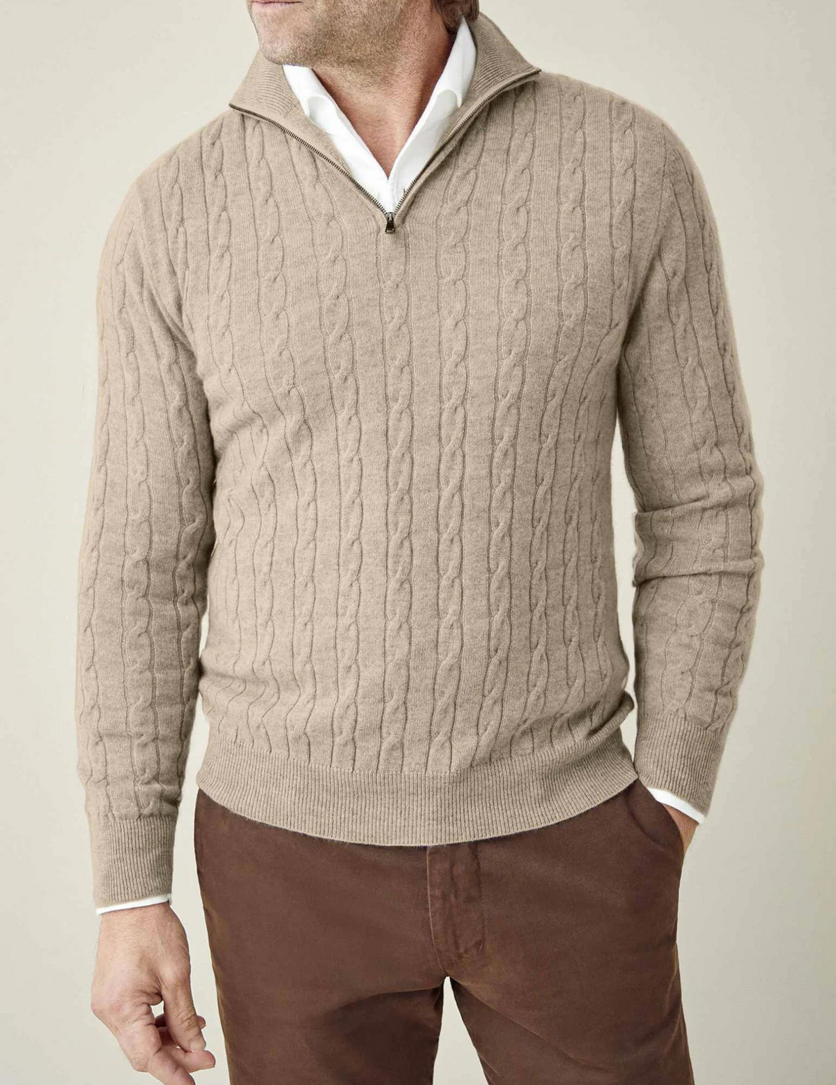 Men's Cable-Knit Half-Zip Jumper