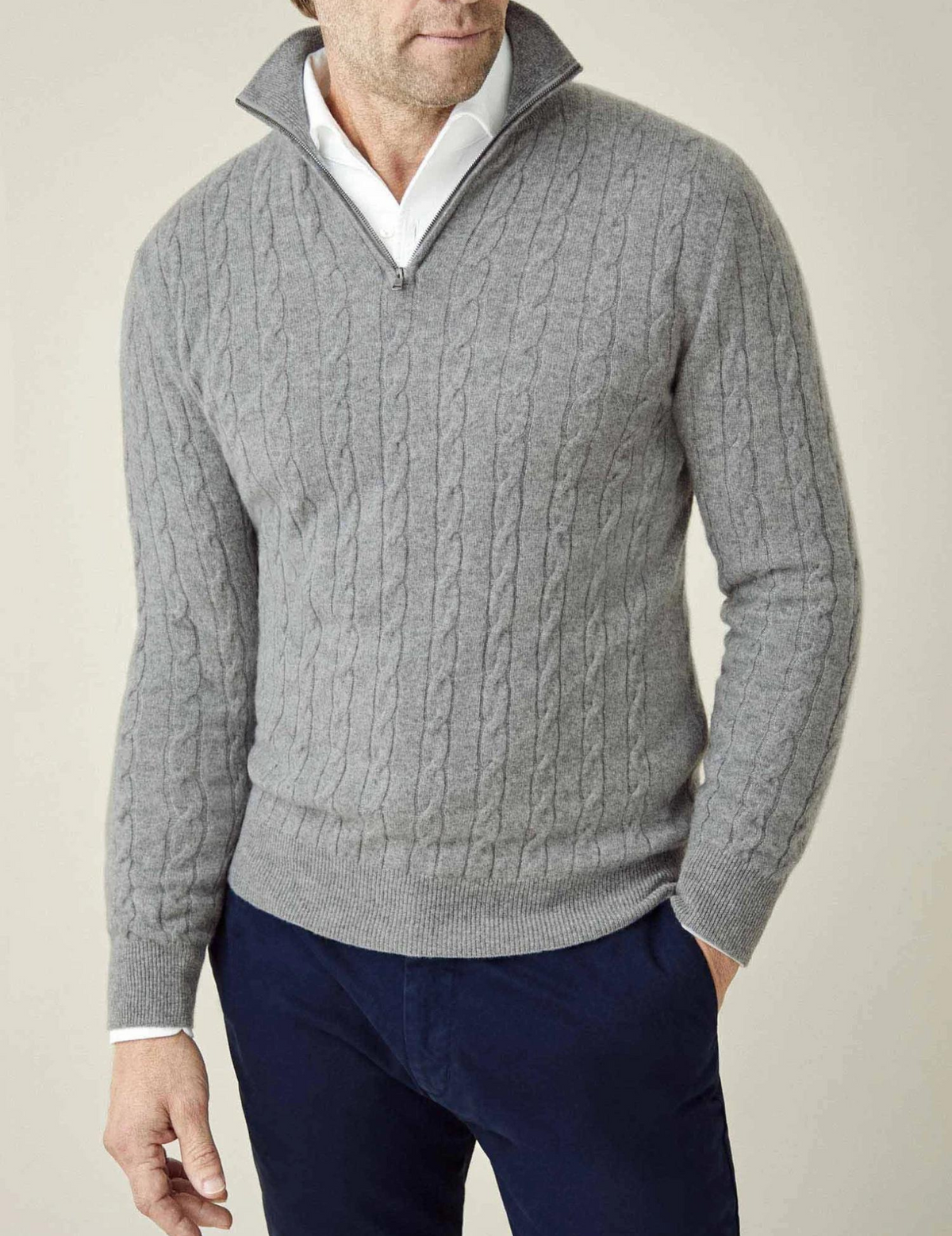 Men's Cable-Knit Half-Zip Jumper