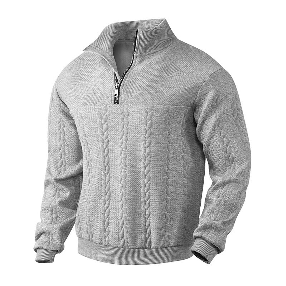 Men's Relaxed Cable Knit Quarter-Zip Pullover