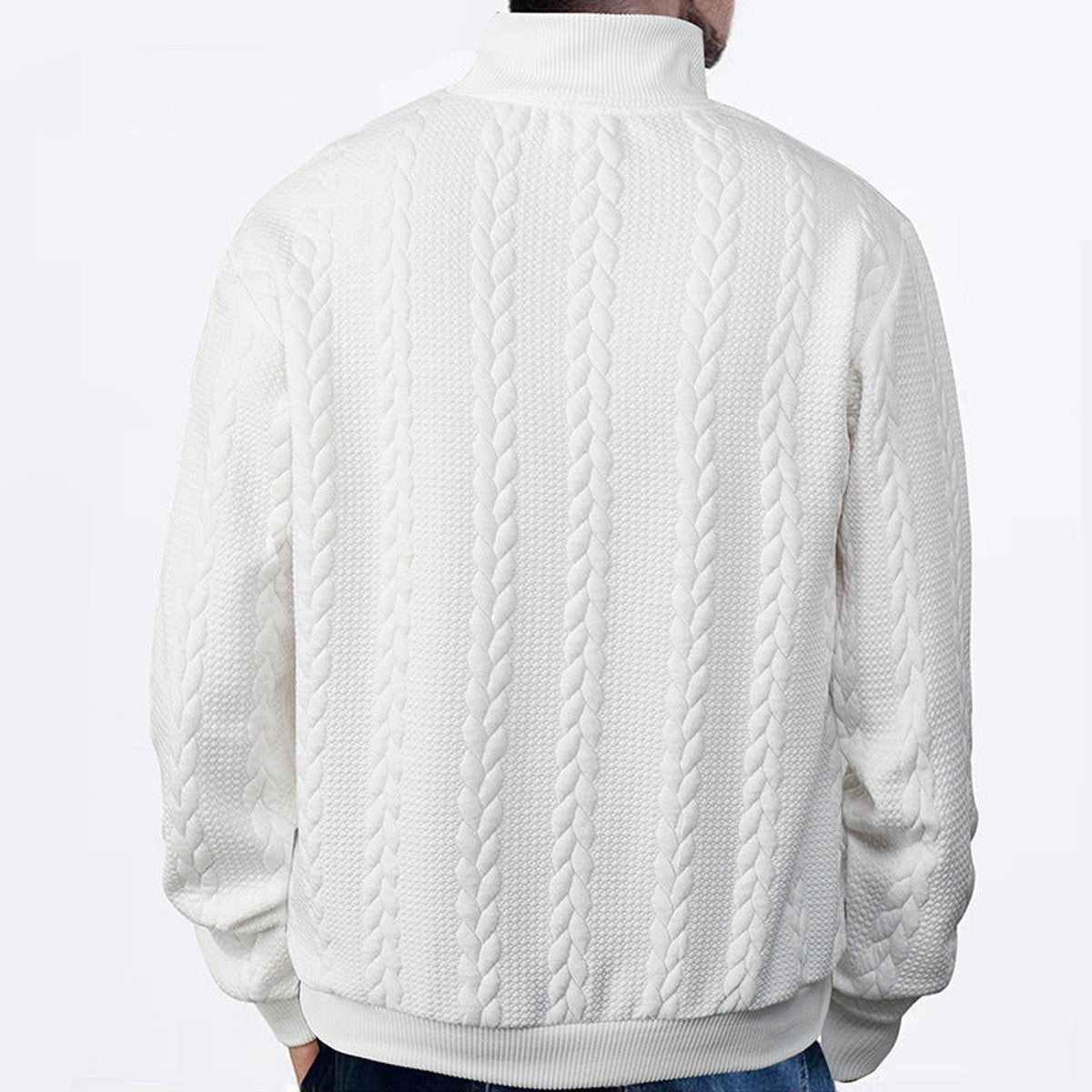 Men's Relaxed Cable Knit Quarter-Zip Pullover