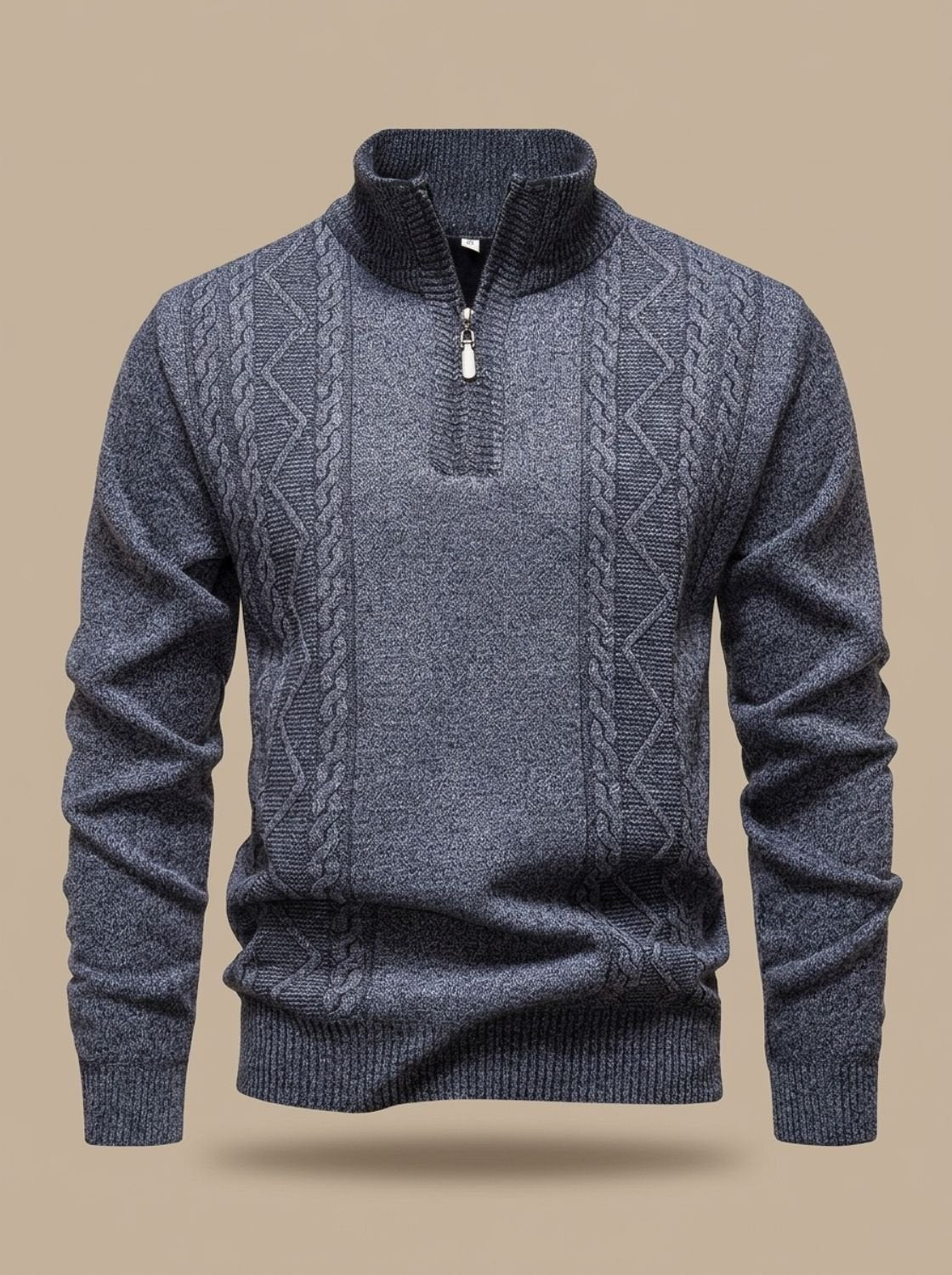 Men's Diamond Cable Knit Quarter-Zip Jumper