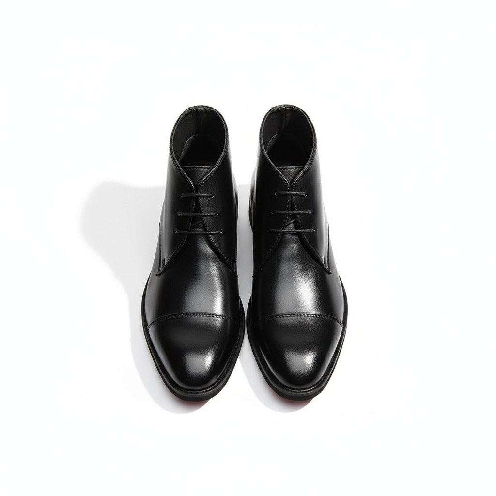 Men's Cap-Toe Faux Leather Chukka Boots