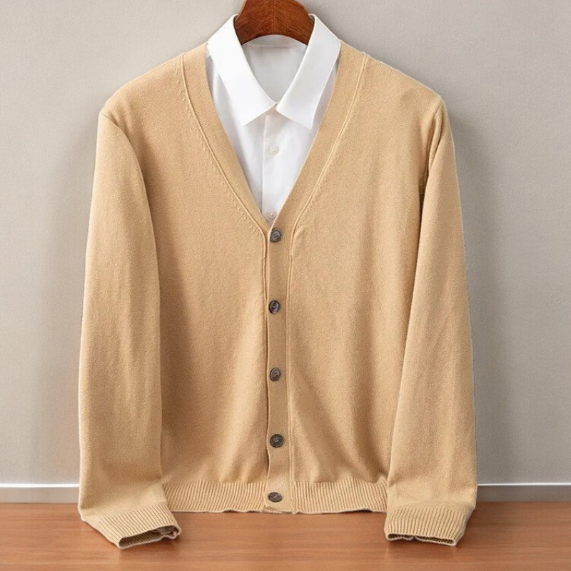 Men's Fine Knit V-Neck Button Cardigan