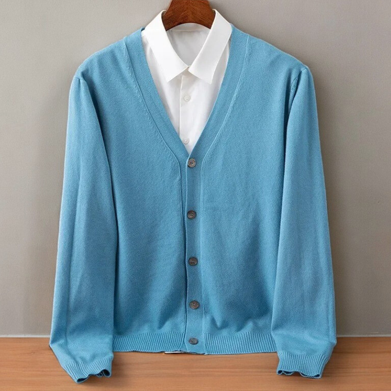 Men's Fine Knit V-Neck Button Cardigan