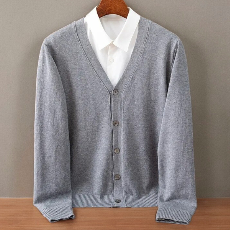 Men's Fine Knit V-Neck Button Cardigan