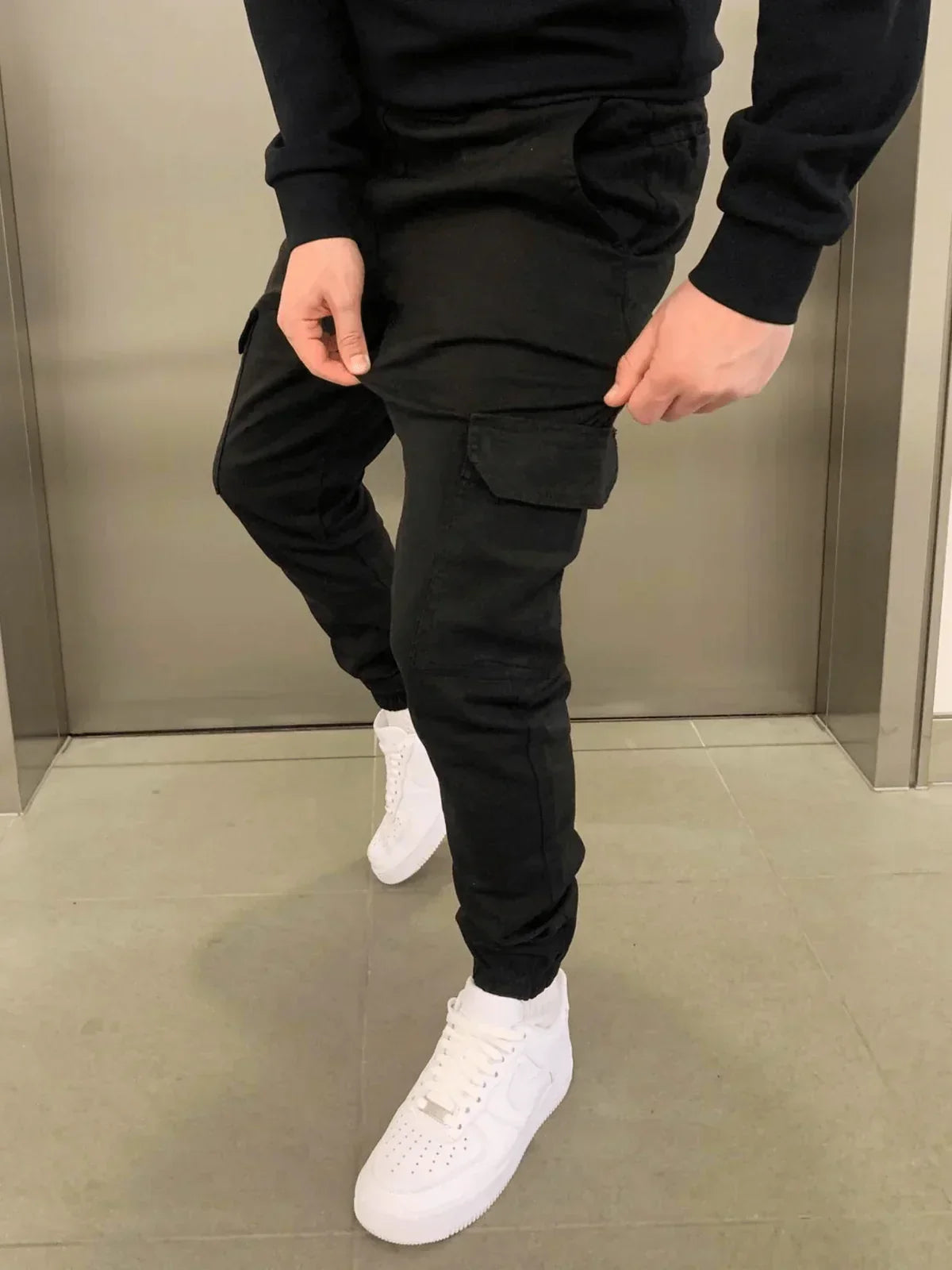 Men's Cargo Jogger Trousers with Elasticated Waist
