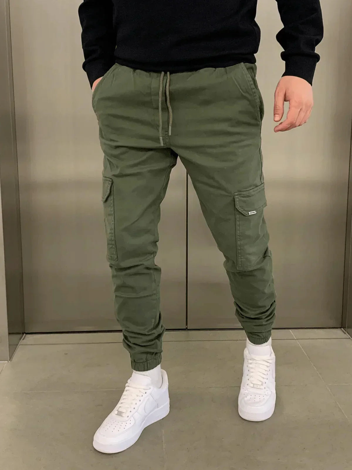 Men's Cargo Jogger Trousers with Elasticated Waist