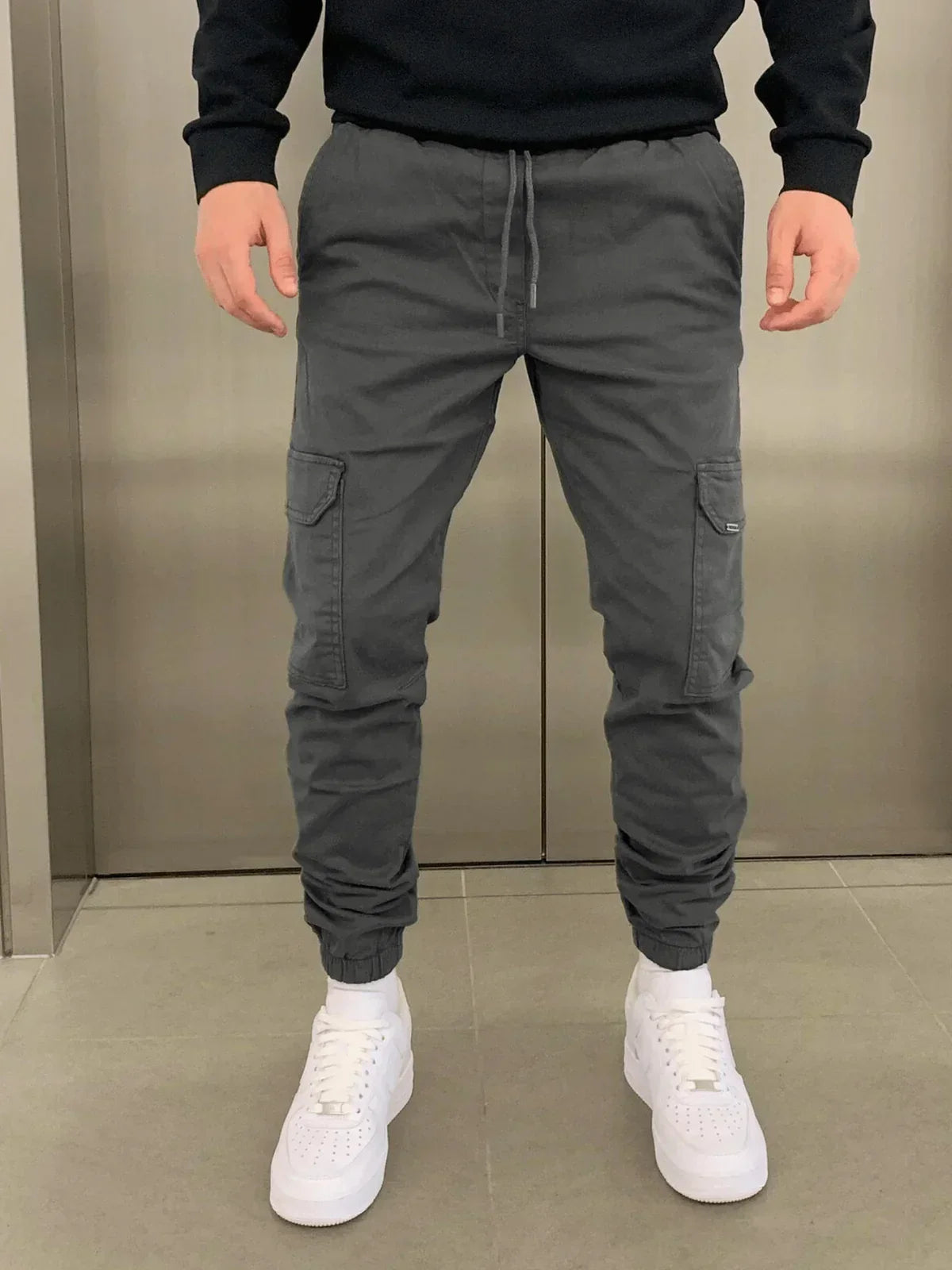 Men's Cargo Jogger Trousers with Elasticated Waist