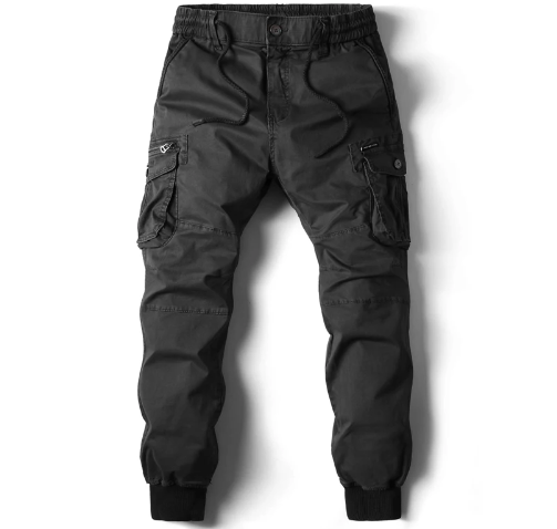 Men's Cuffed Cargo Trousers with Drawstring Waist