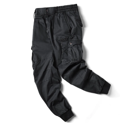Men's Cuffed Cargo Trousers with Drawstring Waist