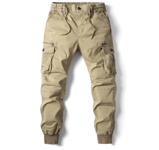 Men's Cuffed Cargo Trousers with Drawstring Waist