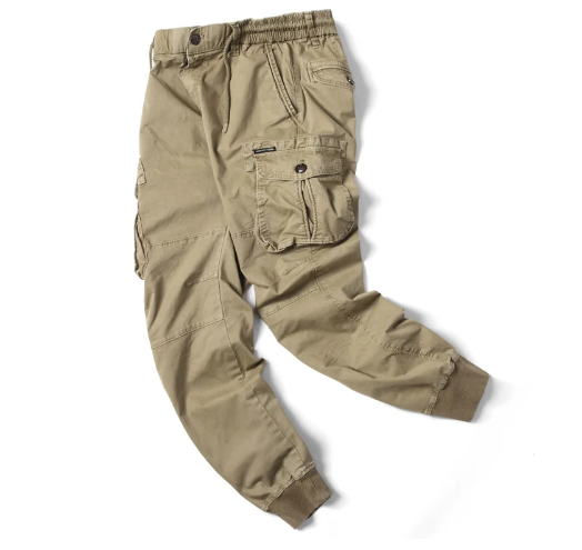 Men's Cuffed Cargo Trousers with Drawstring Waist