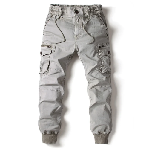 Men's Cuffed Cargo Trousers with Drawstring Waist