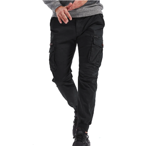 Men's Cuffed Cargo Trousers with Drawstring Waist