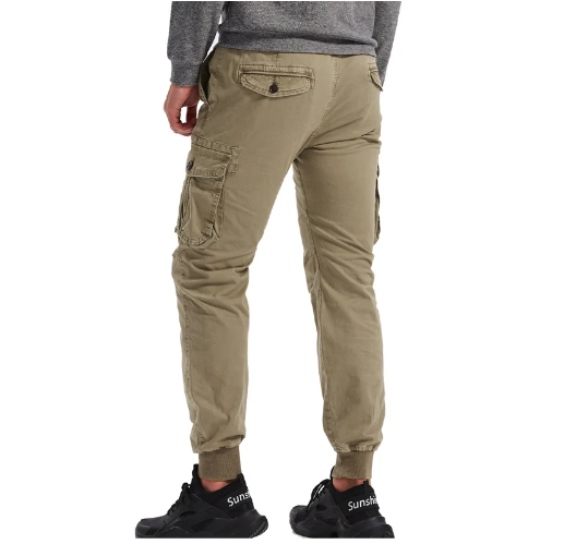 Men's Cuffed Cargo Trousers with Drawstring Waist