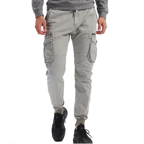 Men's Cuffed Cargo Trousers with Drawstring Waist