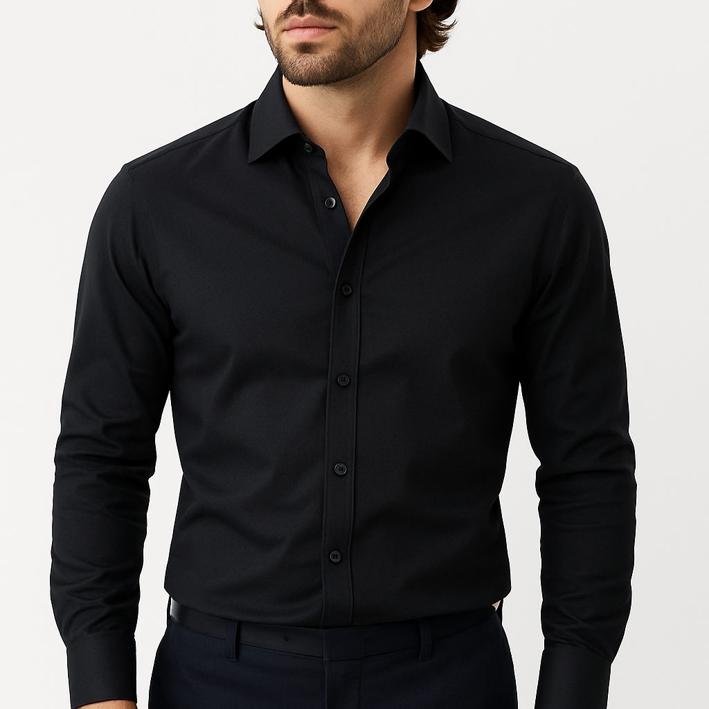 Men's Contrast Button Long Sleeve Shirt