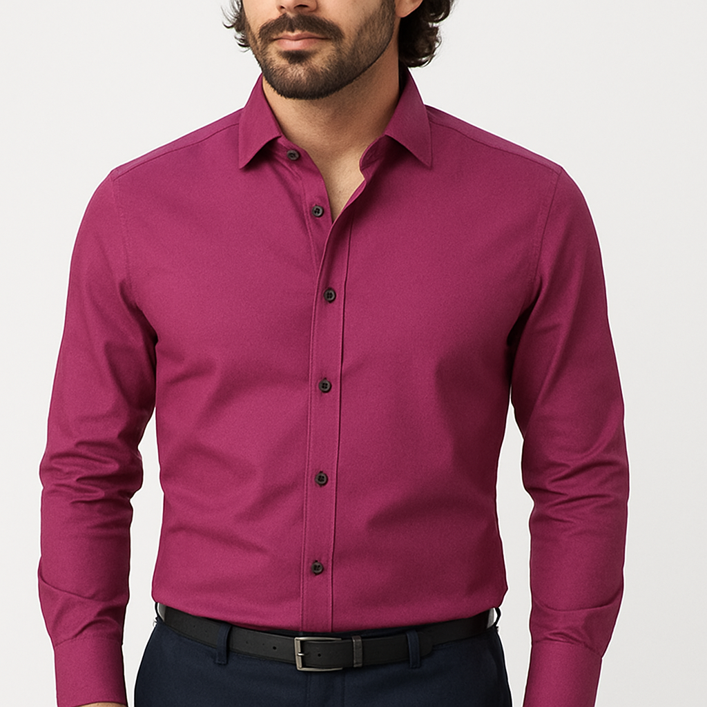 Men's Contrast Button Long Sleeve Shirt