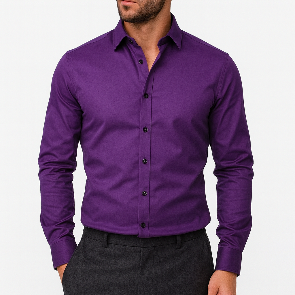 Men's Contrast Button Long Sleeve Shirt