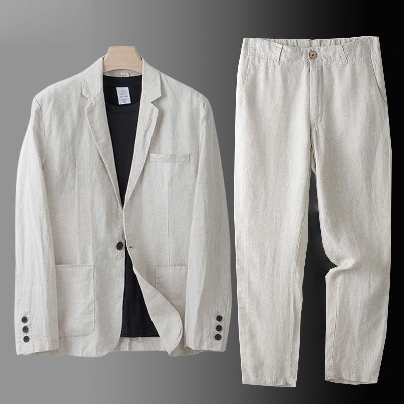 Men's Casual Two-Piece Suit with Patch Pockets