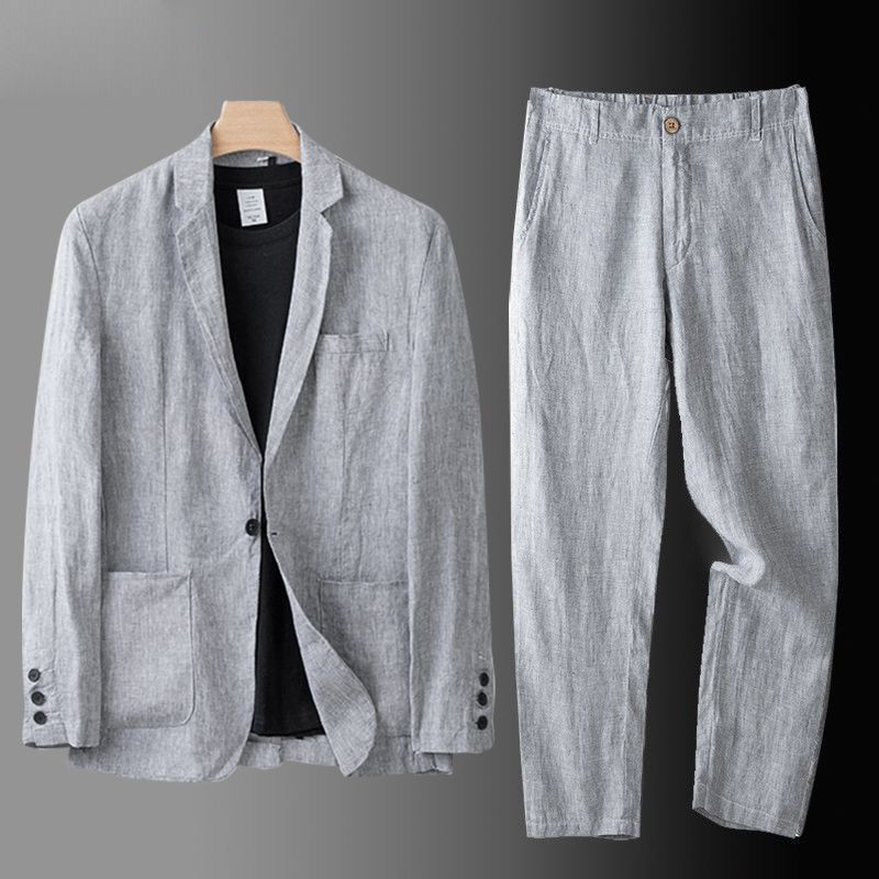 Men's Casual Two-Piece Suit with Patch Pockets