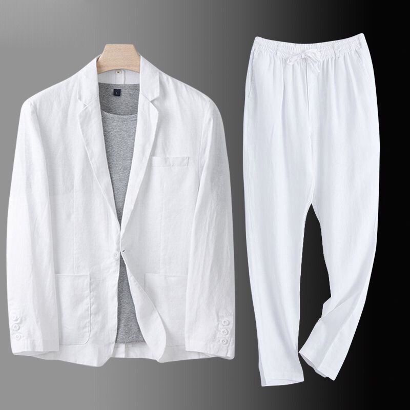 Men's Casual Two-Piece Suit with Patch Pockets