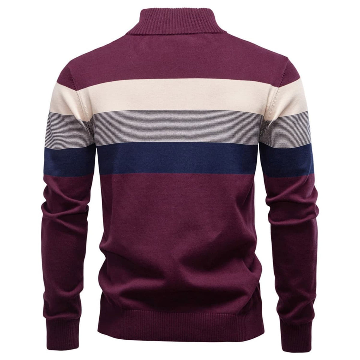 Men's Colour-Block Quarter-Zip Knit Jumper