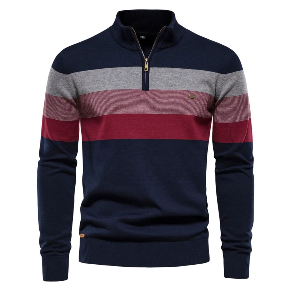 Men's Colour-Block Quarter-Zip Knit Jumper