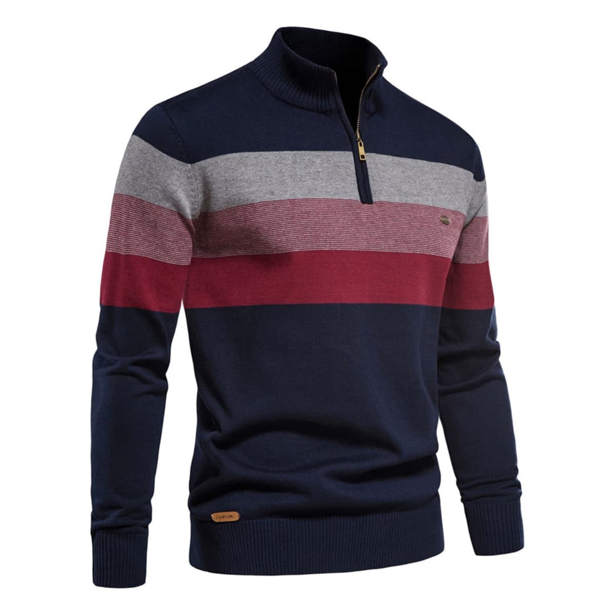 Men's Colour-Block Quarter-Zip Knit Jumper
