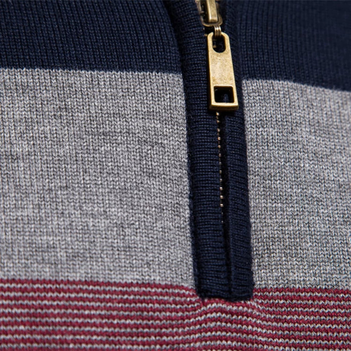 Men's Colour-Block Quarter-Zip Knit Jumper