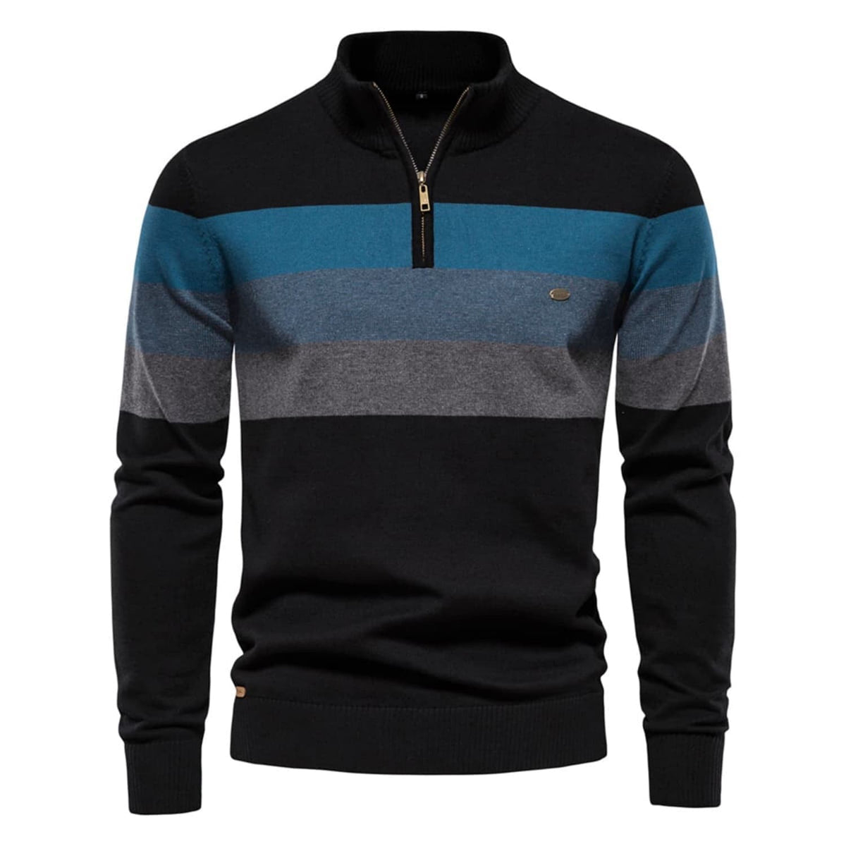 Men's Colour-Block Quarter-Zip Knit Jumper