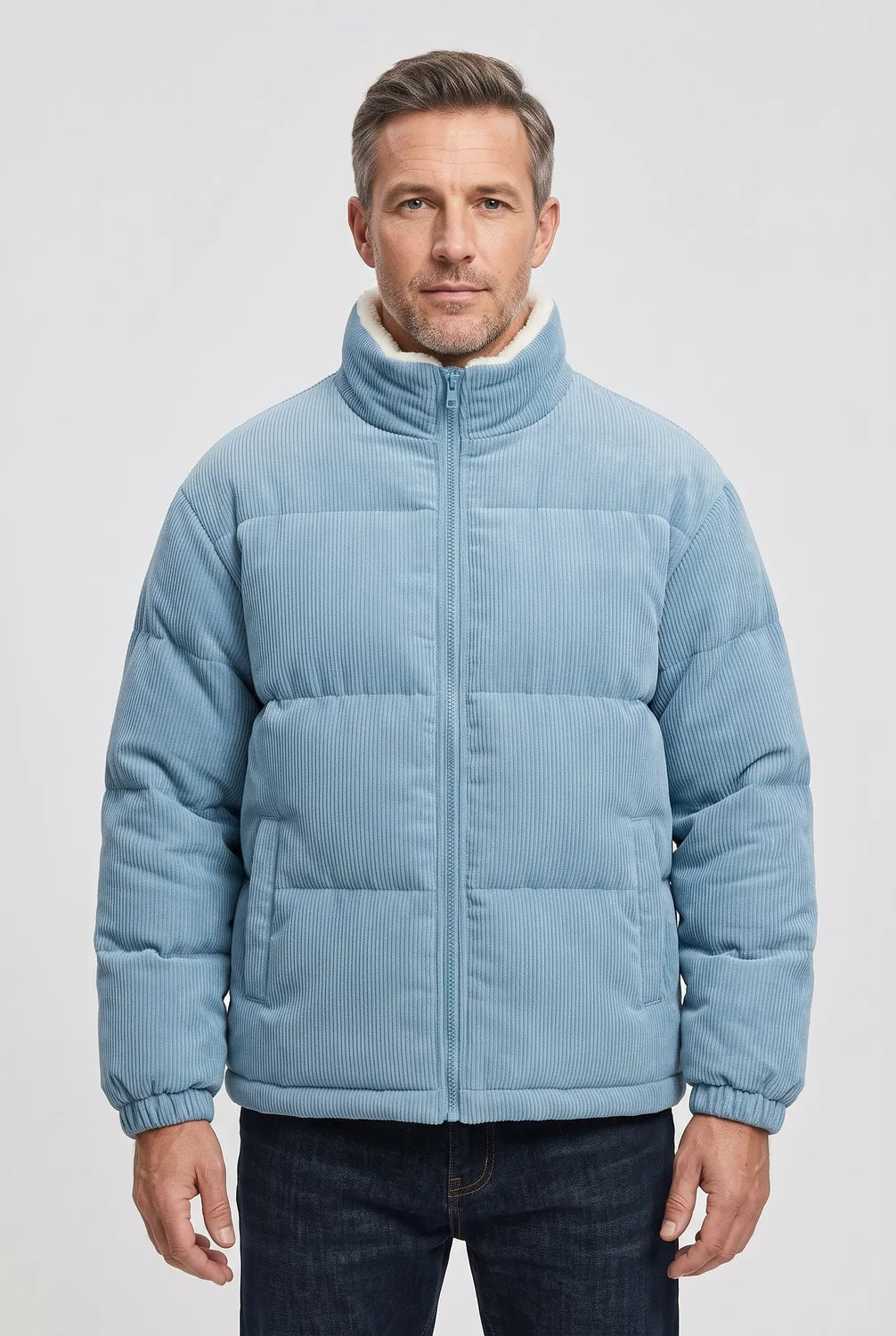 Men's Corduroy Collar Quilted Puffer Jacket